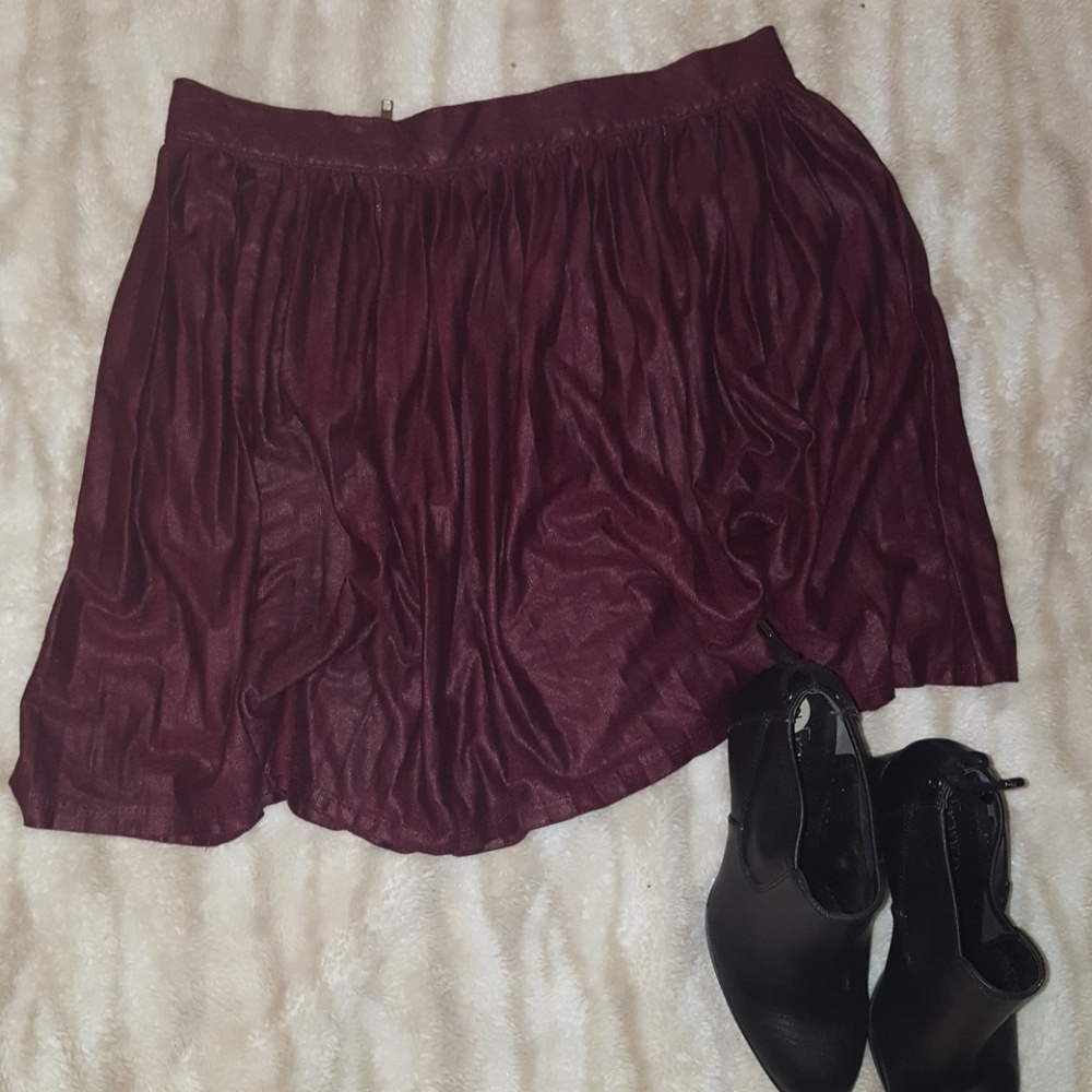 Shimmery Burgundy Wine Skater Skirt